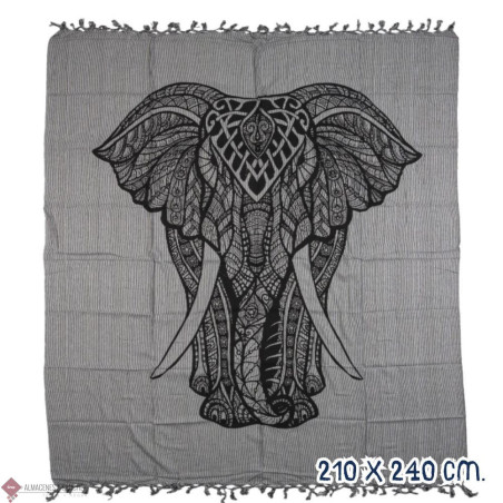 FOUTA GIGANTE ELEFANTE RAYAS GRIS PASAJE A LA INDIA