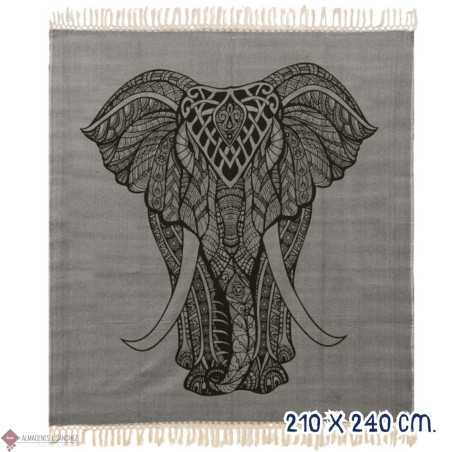 FOUTA GIGANTE ELEFANTE JASPEADO GRIS PASAJE A LA INDIA