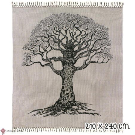 FOUTA GIGANTE ARBOL DE LA VIDA RAYAS GRIS