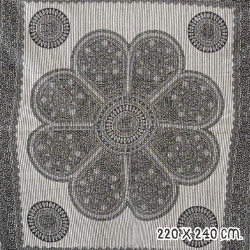 FOUTA GIGANTE MANDALA FLORES GRIS MIL RAYAS PASAJE A LA INDIA