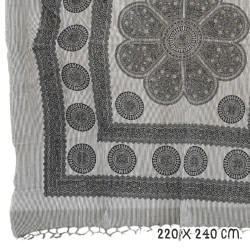 FOUTA GIGANTE MANDALA FLORES GRIS MIL RAYAS PASAJE A LA INDIA