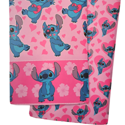 Juego de sábanas invierno CORALINA LILO & STITCH ROSA PARA CAMA DE 90 CM.