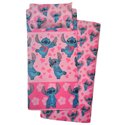 Juego de sábanas invierno CORALINA LILO & STITCH ROSA PARA CAMA DE 90 CM.