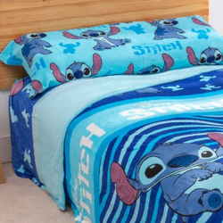 Juego de sábanas invierno CORALINA LILO & STITCH AZUL PARA CAMA DE 90 CM.